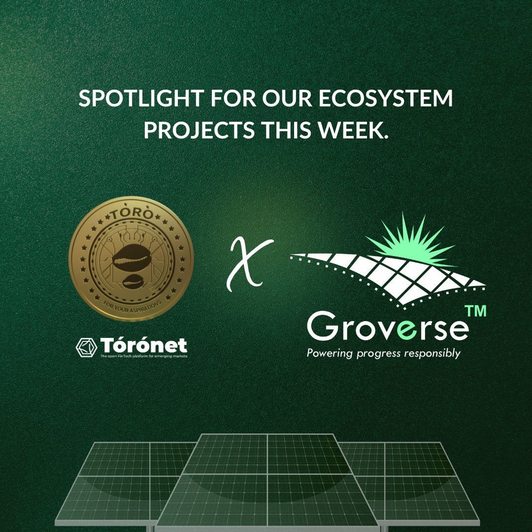 Introducing our community spotlight series, featuring the innovative projects building on Toronet.

This week, we spotlight Groverse — a DeFi-powered platform giving green energy companies fast, accessible liquidity to scale clean energy across Africa.

A Thread🧵🪡