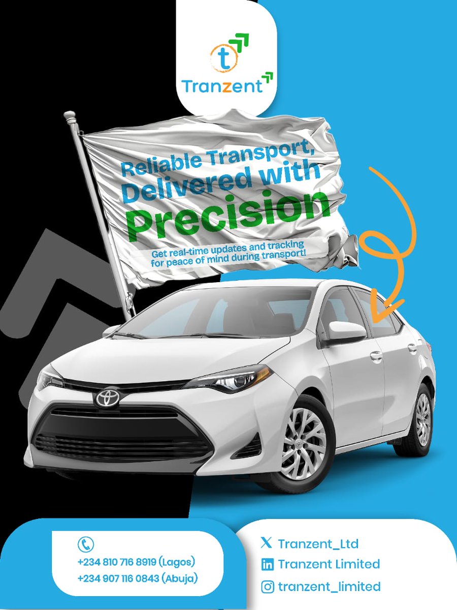 Tranzent_Ltd's tweet photo. Reliable transport, delivered with precision.
Real-time tracking. Nationwide delivery. No stress.

📞 Lagos: 0810 716 8919
📞 Abuja: 0907 116 0843
#Tranzent #Logistics #VehicleDelivery #BeyondDelivery https://t.co/h0JhDCeBgC