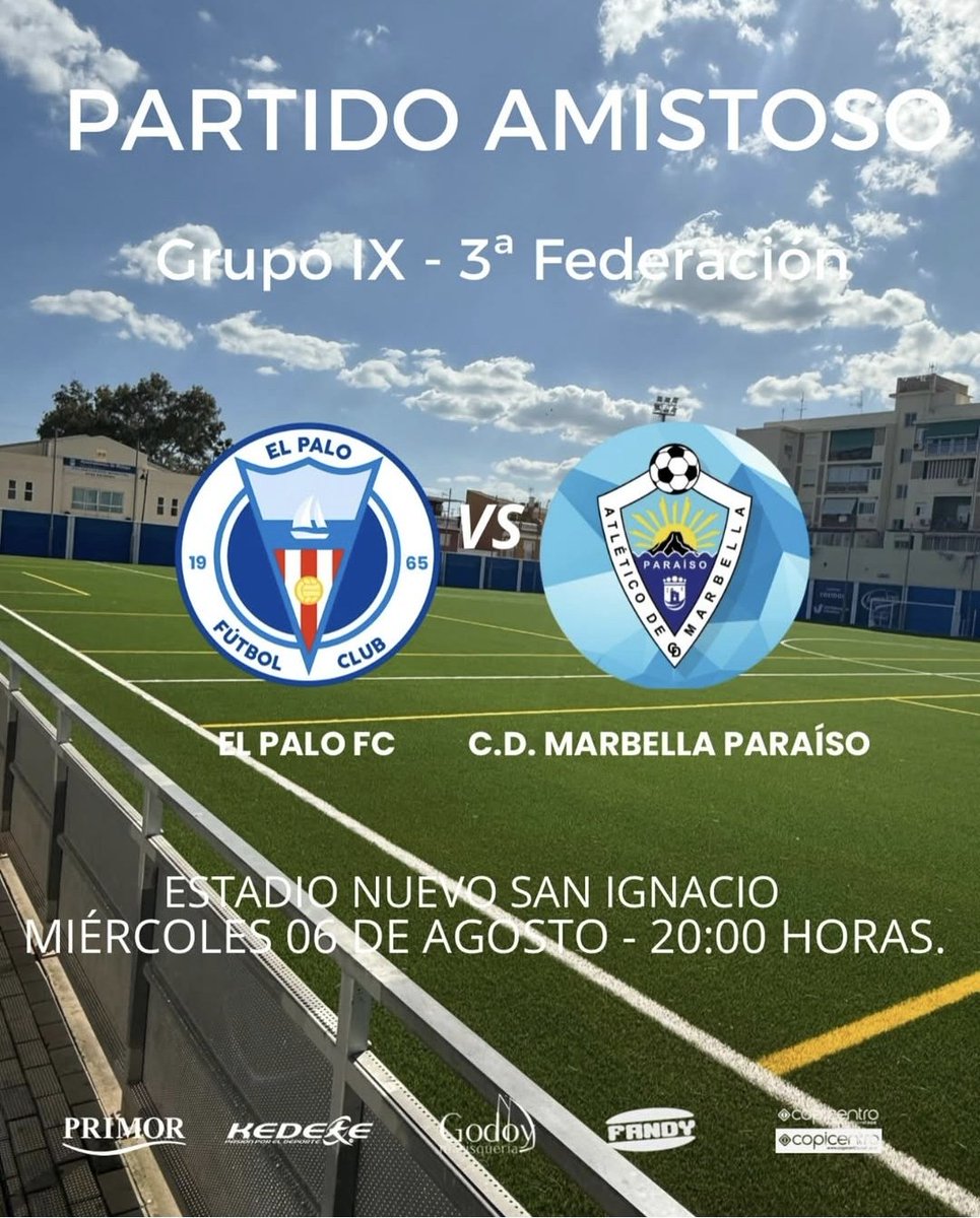 El Palo FC 💙⚽️ (@elpalofc) on Twitter photo Hoy jugamos un nuevo partido de pretemporada, esta vez en casa ante el <a href="/ATMPsenior/">𝗔𝘁𝗹𝗲́𝘁𝗶𝗰𝗼𝗠𝗮𝗿𝗯𝗲𝗹𝗹𝗮Paraíso - Sénior</a>.
📅Miércoles, 06 de agosto
⏰20:00 hrs
🏟️Estadio Nuevo San Ignacio Hoy jugamos un nuevo partido de pretemporada, esta vez en casa ante el <a href="/ATMPsenior/">𝗔𝘁𝗹𝗲́𝘁𝗶𝗰𝗼𝗠𝗮𝗿𝗯𝗲𝗹𝗹𝗮Paraíso - Sénior</a>.
📅Miércoles, 06 de agosto
⏰20:00 hrs
🏟️Estadio Nuevo San Ignacio