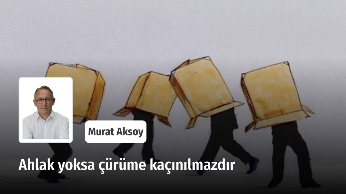 Yeni Arayış (@yeniarayiscom) on Twitter photo ❝ Karşımızda bir dine inandıkları için “ahlak”a ihtiyaç duymayan insanların öznesi olduğu bir kötülük var. ❞
Ahlak yoksa çürüme kaçınılmazdır
✍️ Murat Aksoy (<a href="/murataksoy/">Murat Aksoy</a>) yazdı.
Okumak için ➡️ yeniarayis.com/yazi/ahlak-yok… ❝ Karşımızda bir dine inandıkları için “ahlak”a ihtiyaç duymayan insanların öznesi olduğu bir kötülük var. ❞
Ahlak yoksa çürüme kaçınılmazdır
✍️ Murat Aksoy (<a href="/murataksoy/">Murat Aksoy</a>) yazdı.
Okumak için ➡️ yeniarayis.com/yazi/ahlak-yok…