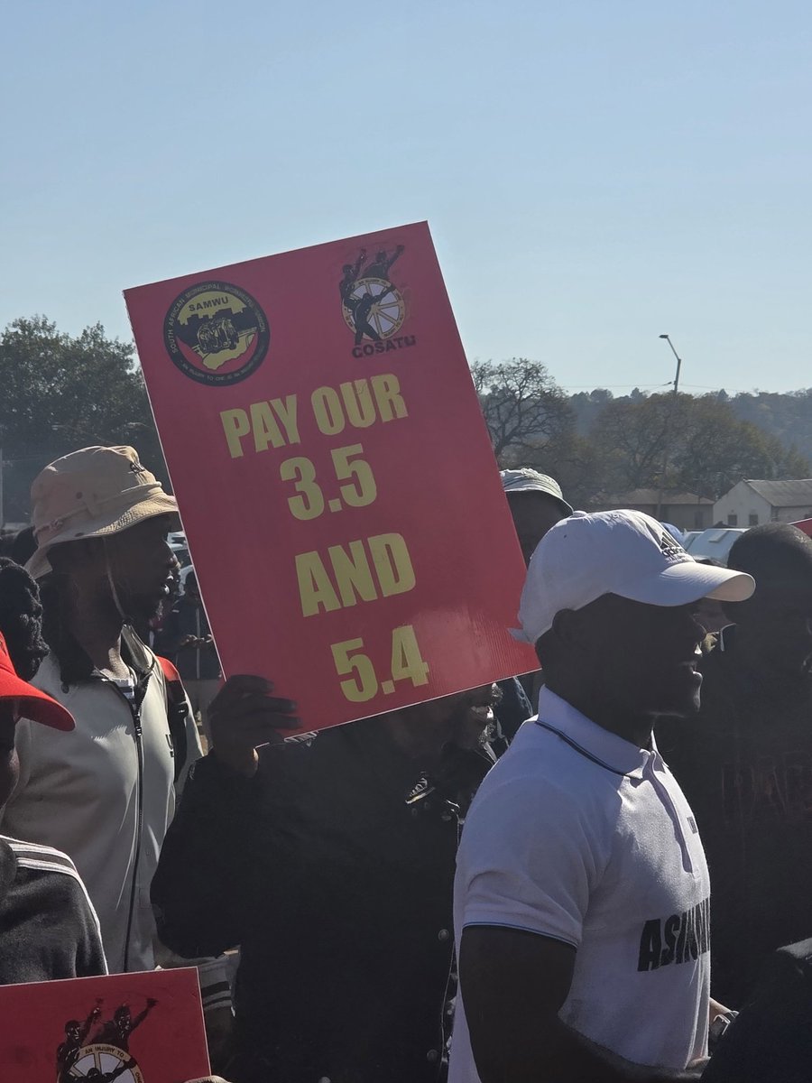 SAMWUnion's tweet image. SAMWU members have gathered at the Old Putco Depot in Pretoria. They are set to march to Tshwane House this morning to demand the reinstatement of unfairly dismissed employees and payment of their 3.5% and 5.4% salary increases.