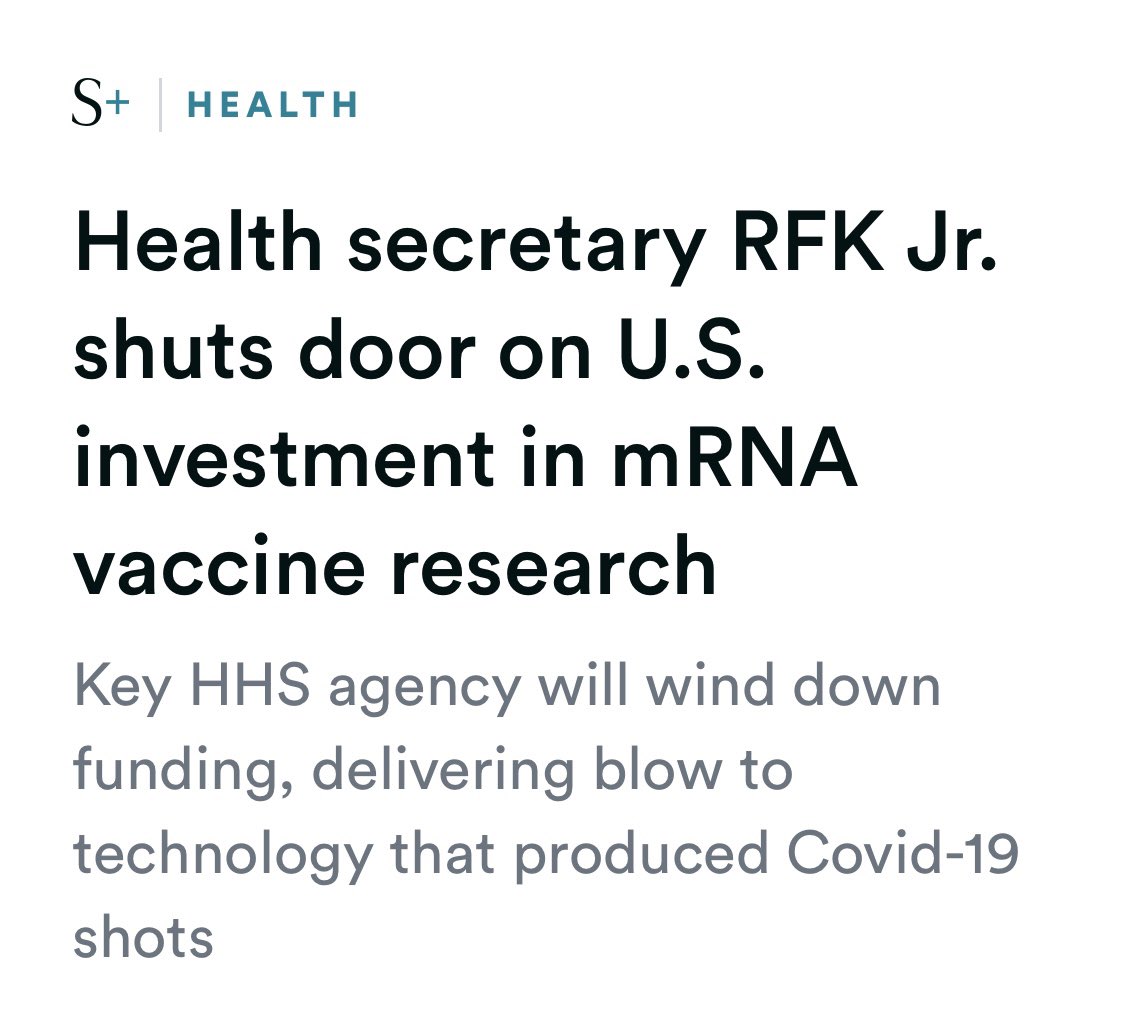 dokhollidays's tweet image. ‼️Breaking‼️

USA stoppt mRNA Impfstoff Entwicklung.

RFK Jr hat soeben Förder/Forschungs Gelder für 22 mRNA Impfstoff Programme im Wert von 500 Mio USD gecancelt und das Ende dieser Impfstoff Plattform eingeläutet.

‼️Das bedeutet nicht nur das Aus für die Covid19 und Influenza…
