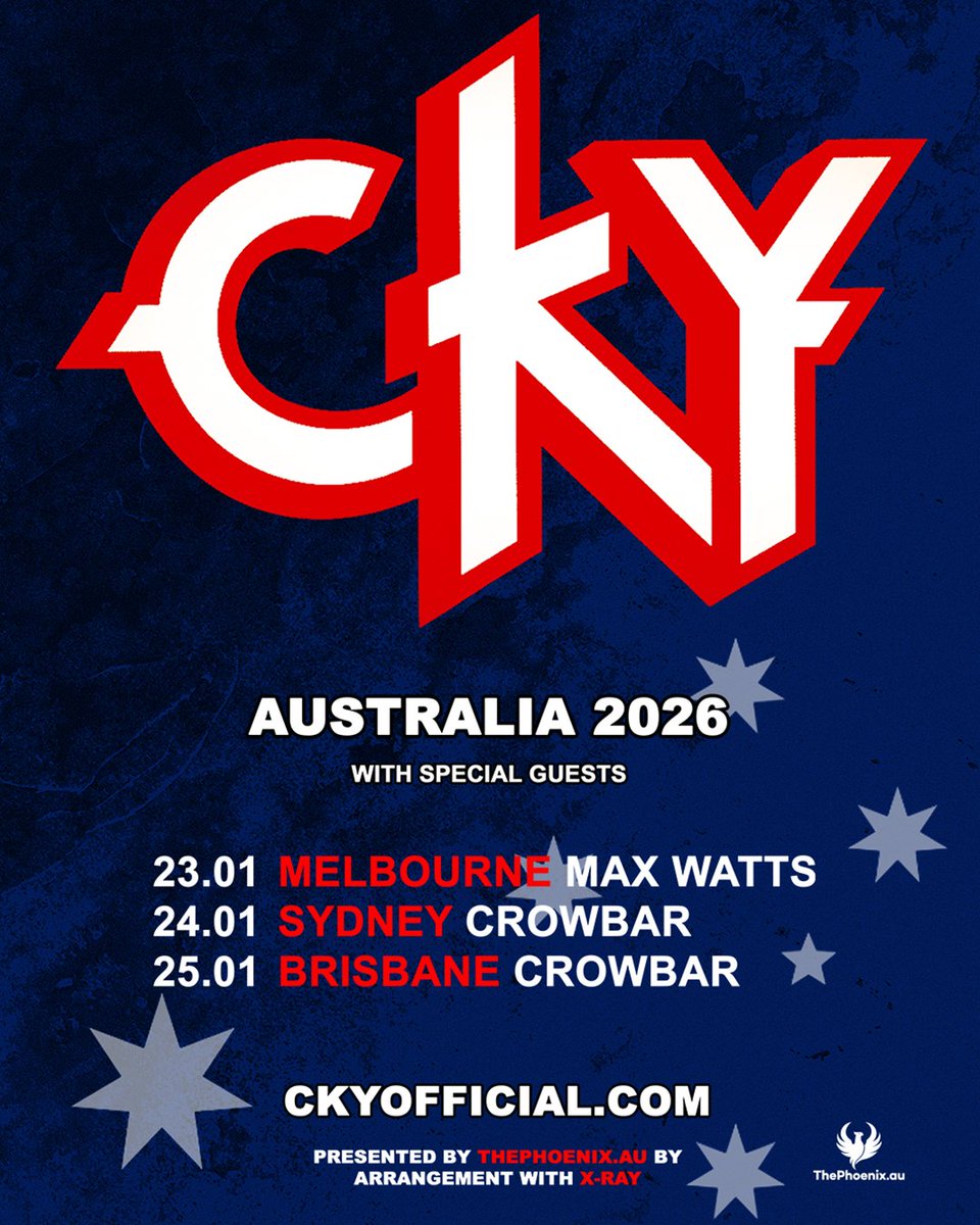 HiFiWay (@hifiwaypopchron) on Twitter photo .<a href="/ckymusic/">cKy</a> <a href="/ThePhoenixDotAU/">ThePhoenix.AU</a> <a href="/iamnotshouting/">AJ</a> <a href="/maricmediaAUS/">Maric Media</a> Following the infamous incident that forced the cancellation of their participation in the co-headline tour with Alien Ant Farm, CKY are finally making their way to Australia in January for 3 very special shows. .<a href="/ckymusic/">cKy</a> <a href="/ThePhoenixDotAU/">ThePhoenix.AU</a> <a href="/iamnotshouting/">AJ</a> <a href="/maricmediaAUS/">Maric Media</a> Following the infamous incident that forced the cancellation of their participation in the co-headline tour with Alien Ant Farm, CKY are finally making their way to Australia in January for 3 very special shows.