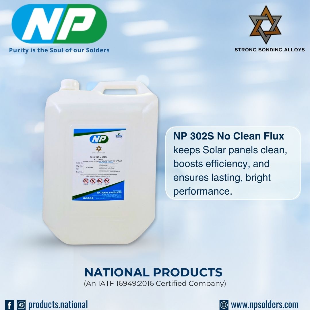 NationalPr80407's tweet image. Power up every connection! ⚡ NP 302S No Clean Flux gives you clean results, top efficiency, and lasting performance—get the edge today.

📞 +91-7827049721
🌐 npsolders.com

#NationalProducts #SolderingSolutions #SolderFlux #solarpanel... vbt.io/progressive-gr…