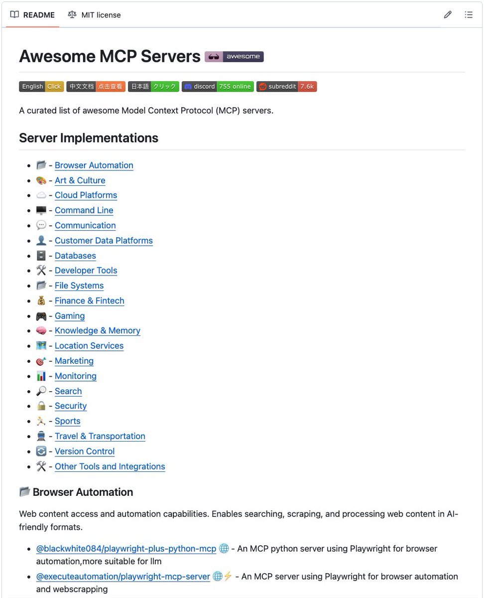 aaditsh's tweet image. This guy collected the best MCP servers for AI Agents and open-sourced all of them