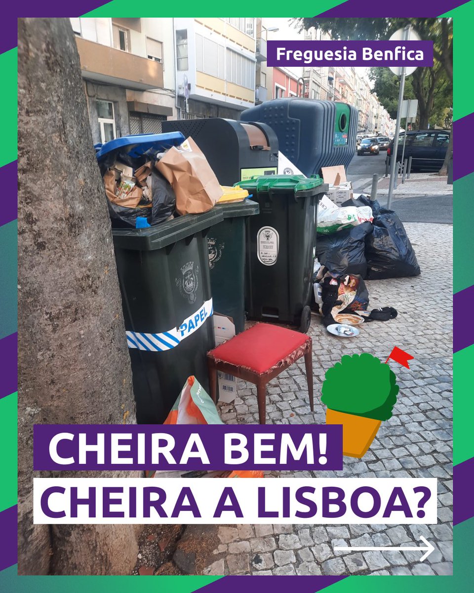 VoltLisboa's tweet photo. Cheira Beemm 🎶
Cheira a… Lisboa?🥴

A higiene urbana em Lisboa há muitos anos que não está tão má.

Com garantias de maior investimento feito, a questão que se impõe é a seguinte: terá a gestão de resíduos piorado? https://t.co/5C8dU8HEt4