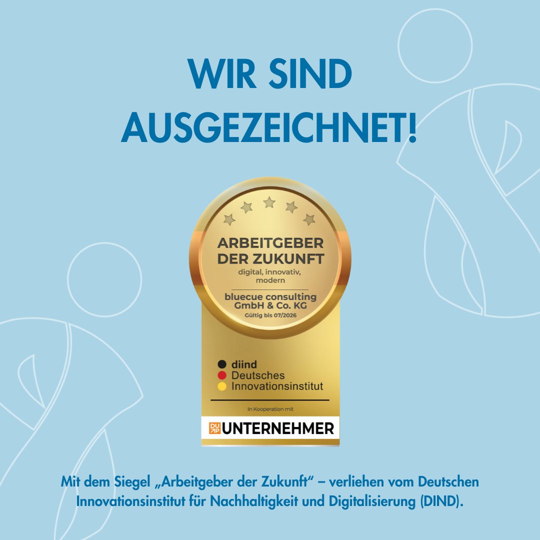 🏆 Erneut ausgezeichnet: #bluecue ist #ArbeitgeberderZukunft!
Das Siegel des DIND bestätigt unser Engagement für #Digitalisierung, #Nachhaltigkeit &amp; moderne #Arbeitskultur.
Danke an unser großartiges #Team – Ihr macht #Zukunft möglich! 💙
#digitalstrategies #Auszeichnung