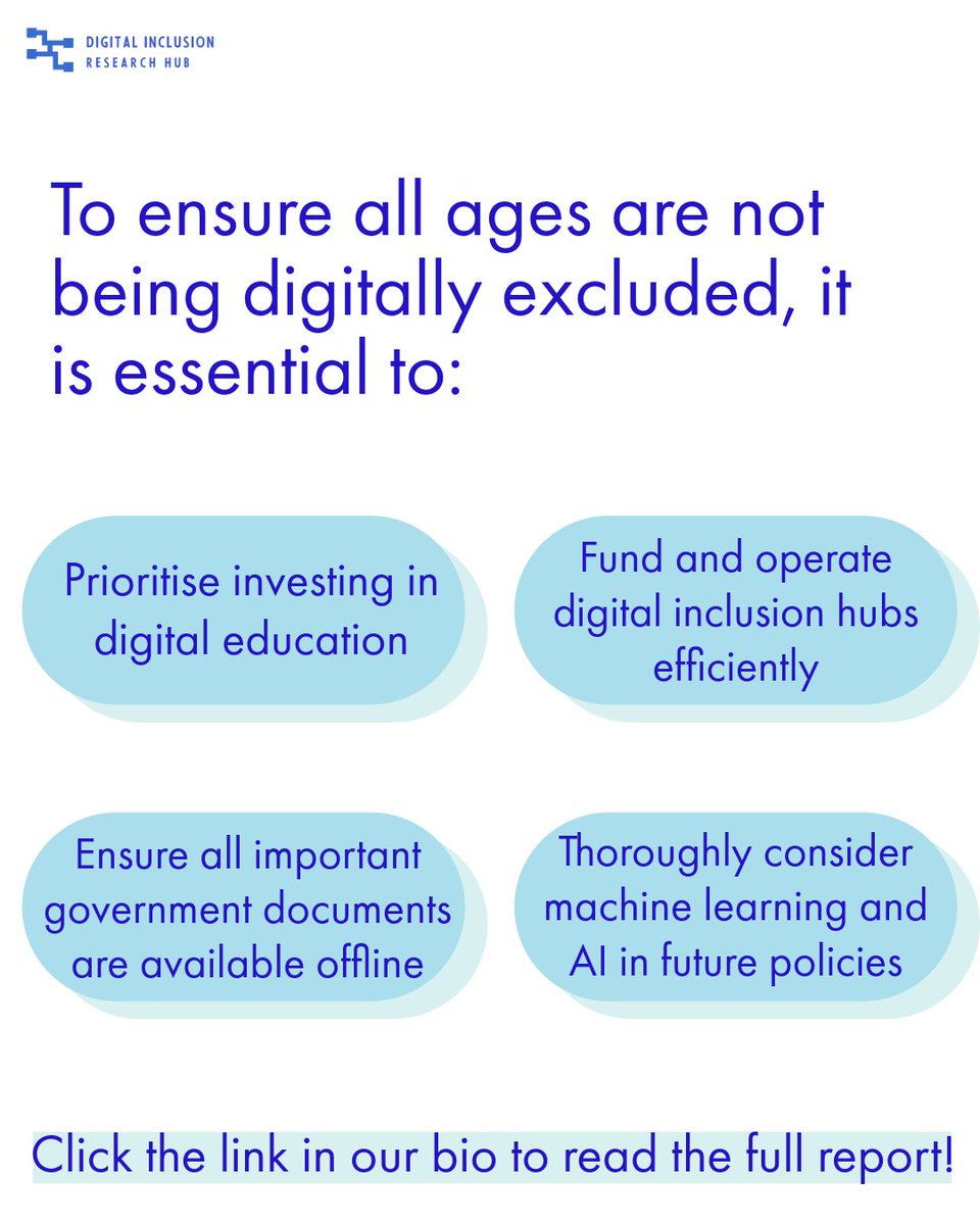In our most recent report, we highlighted how social isolation and digital inclusion are intertwined, and how this uniquely impacts different ages.

🔗: Click this link to read the full report!
digitalinclusionuk.org/research/digit…

Sources: 
ageuk.org.uk/latest-press/a…  
covid19inquiry.scot/sites/default/…