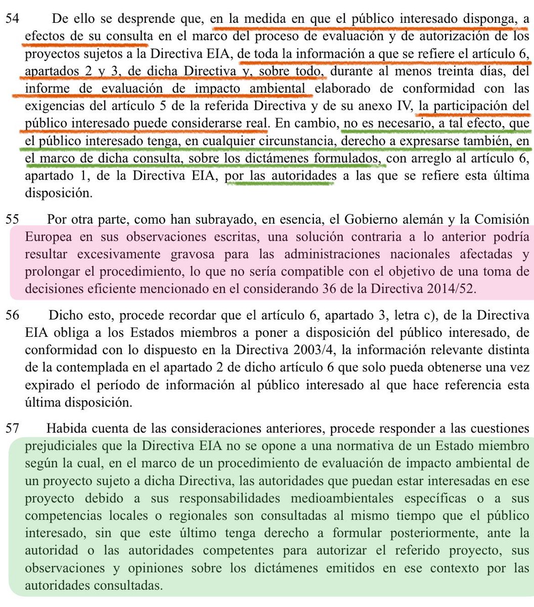 El Derecho de la UE NO exige que los informes sectoriales sean objeto de nuevo trámite de información pública en la Evaluación Ambiental de proyectos, a fin de evitar dilaciones incompatibles con el propio derecho de la UE (parques eólicos)
🔴STJUE  1/8/25- asunto C‑461/24