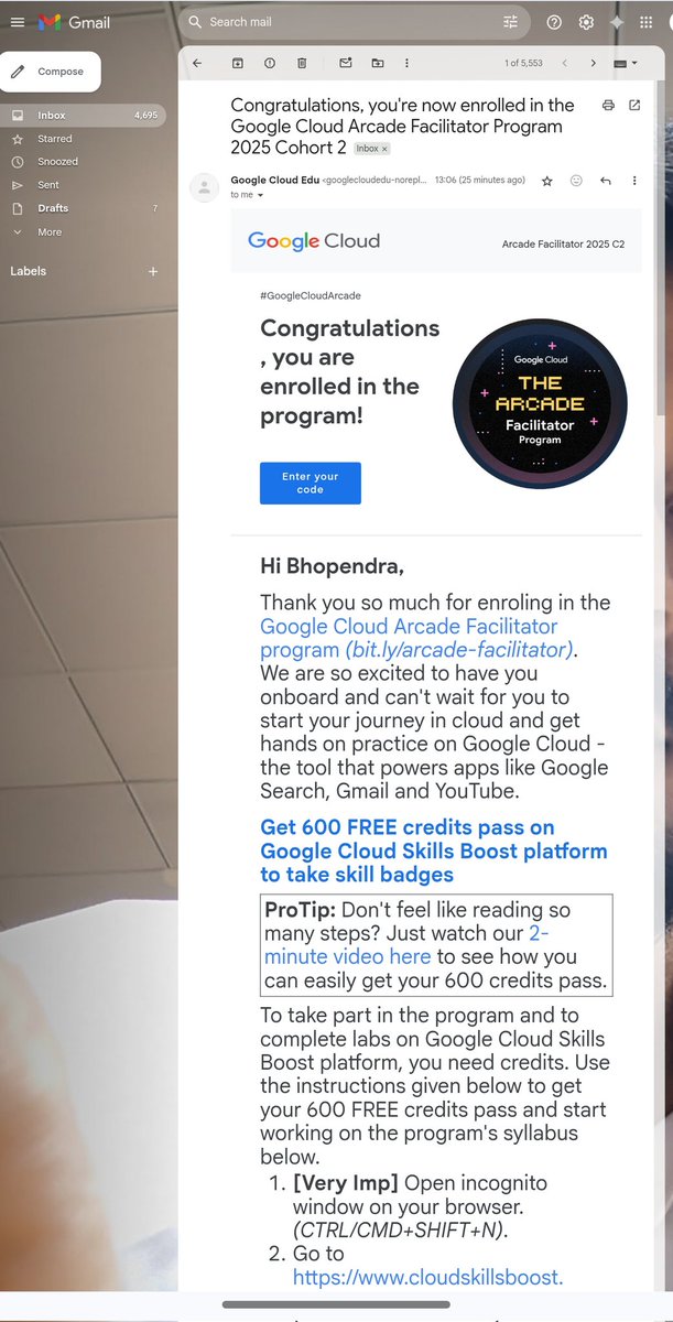 bsgautam_'s tweet photo. 🌟 Excited to share that I've been selected for the Google Cloud Arcade Facilitator Program – 2025 Cohort 2! 🚀

🎓 Facilitate hands-on learning experiences for others
🤝 Collaborate with a network of passionate tech enthusiasts

#GoogleCloud #CloudArcade #FacilitatorProgram #GCP https://t.co/xN2CLA8V2h