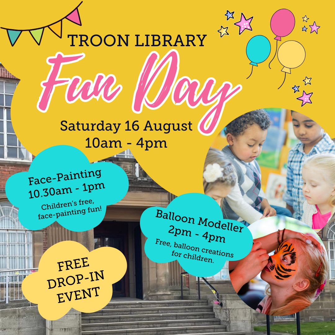 Troon Library has relocated to the Troon Municipal Buildings, and we're celebrating with a Fun Day! 🎈

📚 Crafts, LEGO, Story Corner &amp; more!  All drop-in &amp; open to everyone!
📅 Saturday 16 August | 10am-4pm