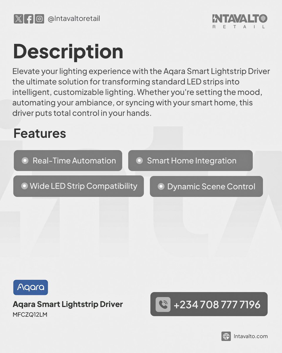intavalto's tweet image. Transform your space with the Aqara Smart Lightstrip Driver — effortless control, stunning colors, and smart automation at your fingertips.
Upgrade your vibe. Light smarter. 💫

👉 DM us to get yours today! 

#aqara #smartlighting #homeautomation #intavalto #smartliving #trending