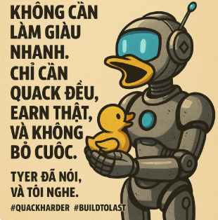 LoneDaoOG's tweet photo. with @wallchain_xyz 
No need to get rich quick.
Just quack consistently, earn for real, and don't give up.
@supertyer  said it, and I listened.
quack quack quack

#QuackHarder #BuildToLast https://t.co/2CMex4DJXL