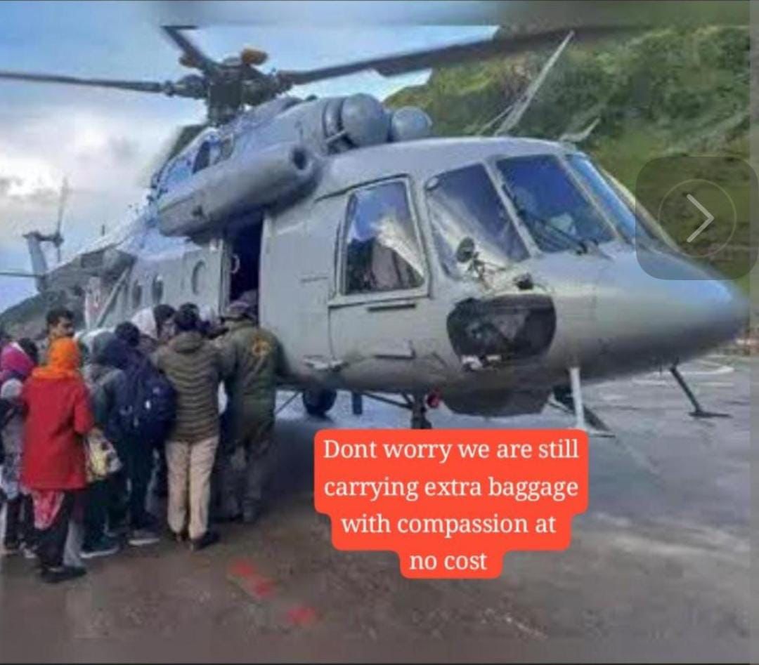LtGenDPPandey's tweet image. Just for @flyspicejet @IndiGo6E @airindia . Just recieved this picture. Thought sharing. Be #Bharat of large heart as #IndianArmedForces and not western capitalists with no heart. Anyways they also respect their forces. @TinyDhillon @sanjeev__kapoor @AadiAchint @ajaykraina @adgpi…