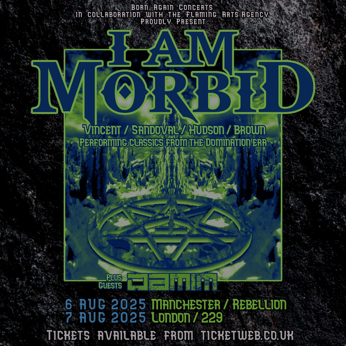 THIS WEEK 🤘 Death metal legend David Vincent with Pete Sandoval, Bill Hudson, and Richie Brown as @IAmMorbidBand celebrating 30 years  at #Rebellion Manc TONIGHT, and <a href="/229london/">229</a> tomorrow, plus @Damim_UK.

FINAL TIX 🎟️ ba-concerts.com

🎥 youtu.be/62Ctn-zGXOI