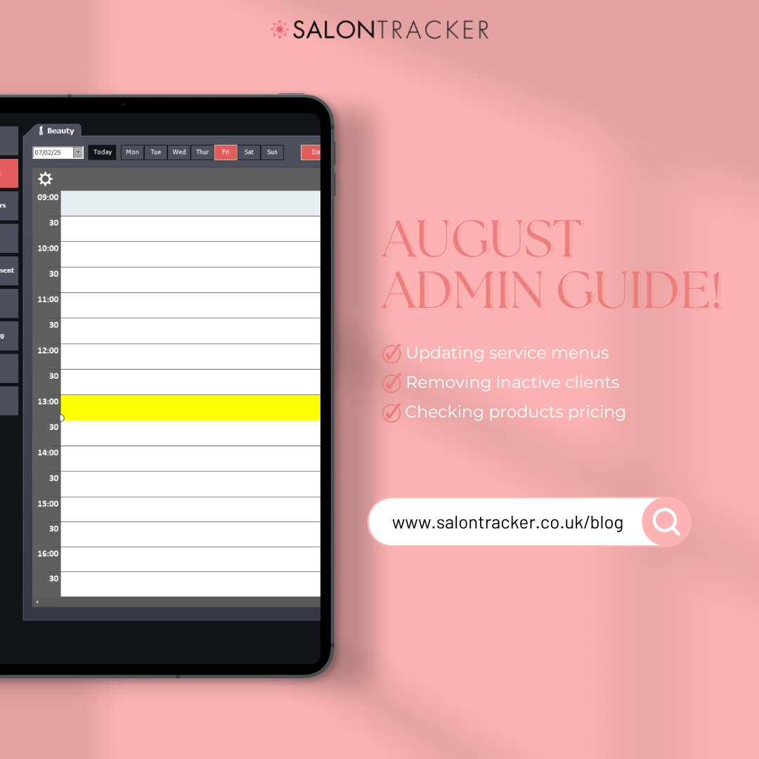 SalonTrackerLtd's tweet image. Check out our latest blog all about updating service menus, removing inactive clients and checking products pricing.
Click the link in our bio!!!
#salontracker #salontrackersoftware #adminguide