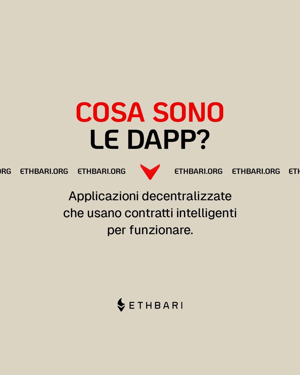 ETH Bari ♦️ | 25-28 Settembre 2025 (@ethereumbari) on Twitter photo Le applicazioni decentralizzate (DAPP) eliminano gli intermediari e restituiscono il controllo agli utenti.
🚀 Vuoi imparare come svilupparle? Partecipa al workshop gratuito con <a href="/urbeEth/">urbe.eth 🐺</a>!
📅 26, 27, 28 settembre – posti limitati
📍 Registrati ora: lu.ma/h9qcecja Le applicazioni decentralizzate (DAPP) eliminano gli intermediari e restituiscono il controllo agli utenti.
🚀 Vuoi imparare come svilupparle? Partecipa al workshop gratuito con <a href="/urbeEth/">urbe.eth 🐺</a>!
📅 26, 27, 28 settembre – posti limitati
📍 Registrati ora: lu.ma/h9qcecja