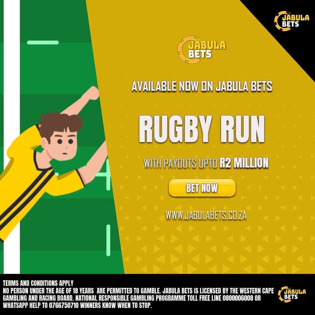 🏉 Kick Off Your Winning Streak with Rugby Run on Jabula Bets!
Feel the adrenaline, place your bets, and sprint towards big rewards!
🔥 Bet now 👉 jabulabets.co.za
#RugbyRun #BetOnSports #JabulaBets #WinBigSA #SportsBetting #GameOn #SouthAfricaGaming
+18 | Winners Know