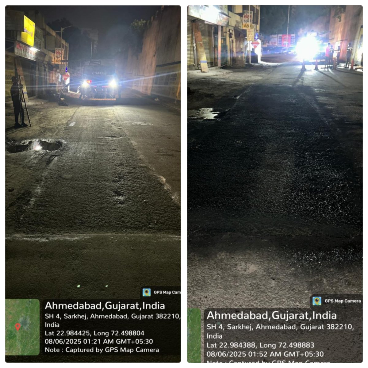 AmdavadAMC's tweet image. Jet Patcher patchwork was carried out in Sarkhej Ward to efficiently repair road potholes and enhance driving comfort. AMC continues using advanced technology to ensure durable, well-maintained roads across Ahmedabad.

#RoadSafety #JetPatcher #AMCRoadWorks…