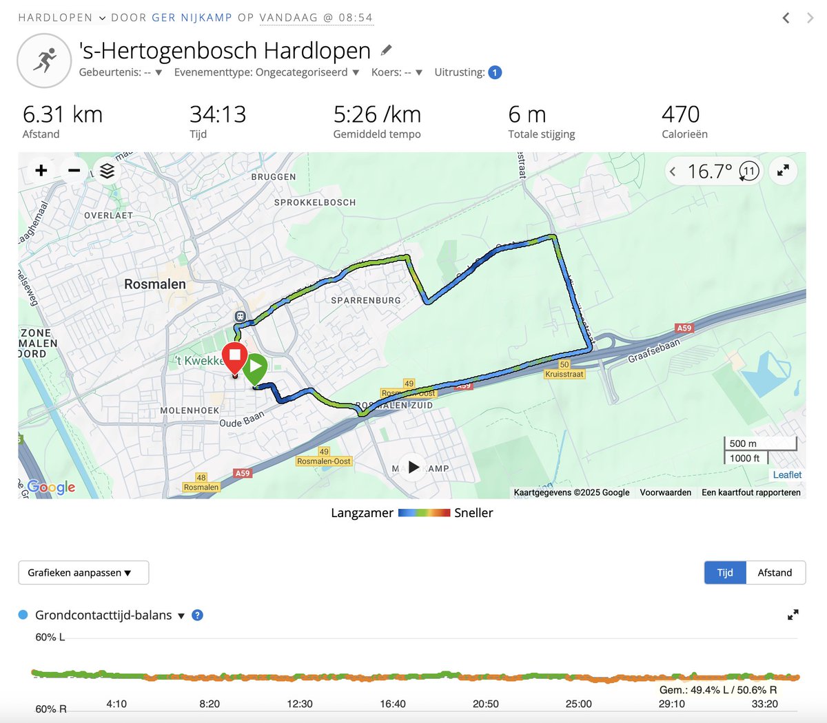 Vanochtend een korte 6 gelopen, afgelopen zondag een wat snellere 16 door de stad 🏃🏻‍♂️#hardlopen Balans op orde 👍 Héérlijke ochtend..! 🐦‍⬛☀️ Temperatuur en luchtvochtigheid ook fijn, gaat komende week veranderen denk ik... 😁 Goedemorgen..! 👟 #garmin #brooks #fenix #brooksrunning