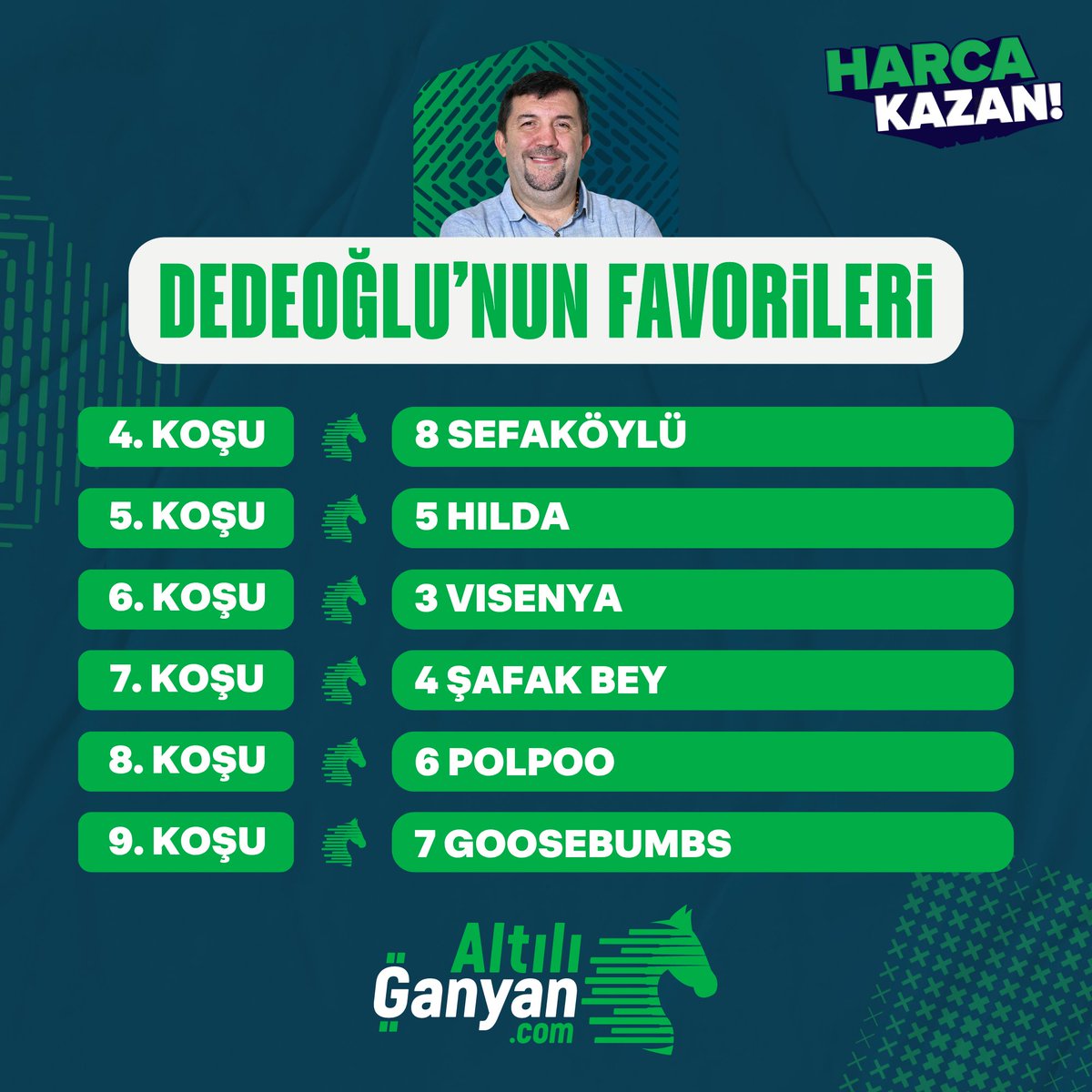 AltılıGanyan.com (@altiliganyancom) on Twitter photo 💬 <a href="/stormboyss/">Gökhan Dedeoğlu</a>, İstanbul programında 2. 6'lıya giren koşulara dair favori listesini belirledi; bu atlar #GanyanOlur dedi!
🔗 bit.ly/AltiliGanyan_Y… 💬 <a href="/stormboyss/">Gökhan Dedeoğlu</a>, İstanbul programında 2. 6'lıya giren koşulara dair favori listesini belirledi; bu atlar #GanyanOlur dedi!
🔗 bit.ly/AltiliGanyan_Y…
