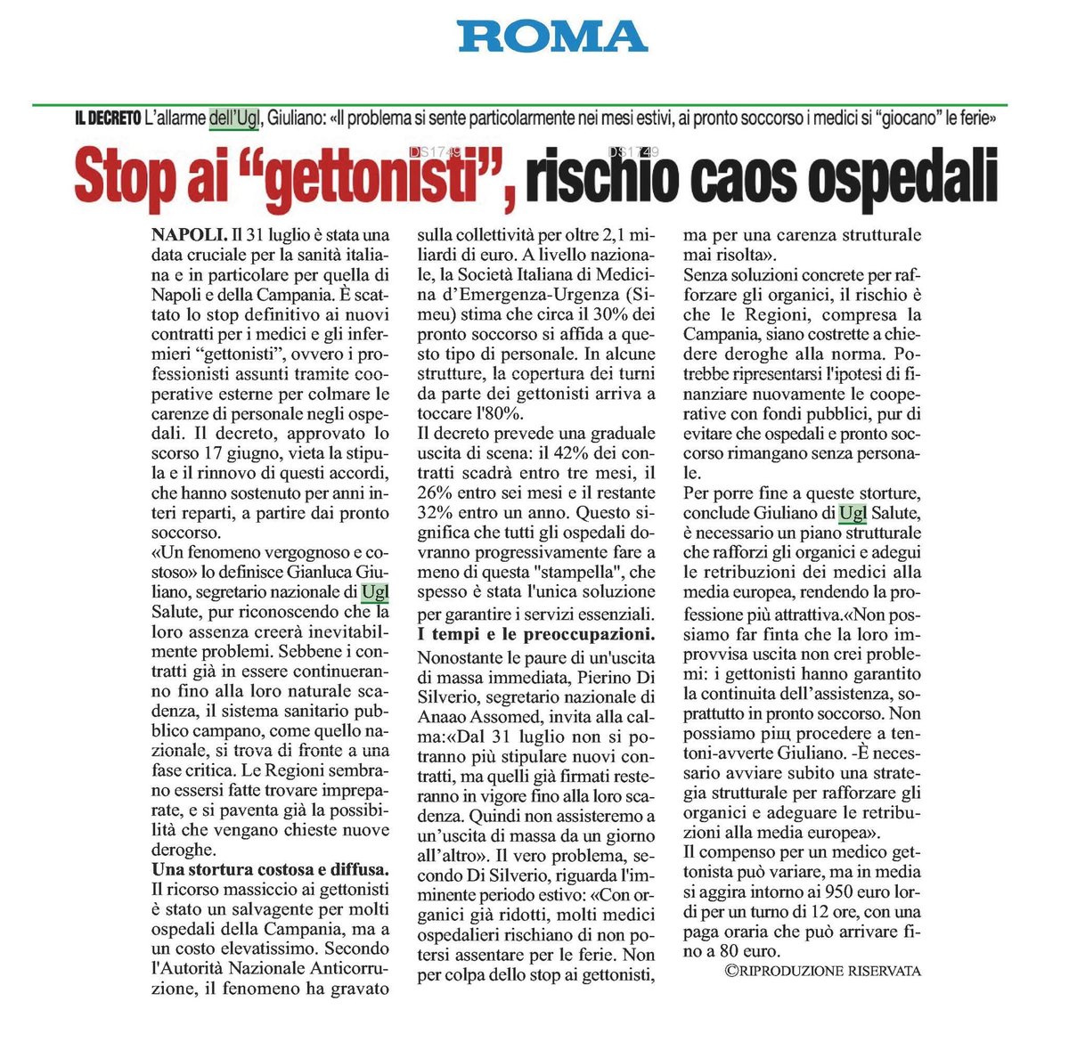 Il 31 luglio è passato e lo stop  ai gettonisti ✖️👨‍⚕️✖️👩‍⚕️è realtà. Ma cosa accadrà ora? Eliminare ❌❌ questo salvagente costoso💵💵 e discriminatorio è giusto 👍 ma ora servono azioni👊 concrete come rafforzare  gli organici 🏥🏥e adeguare le retribuzioni 💲