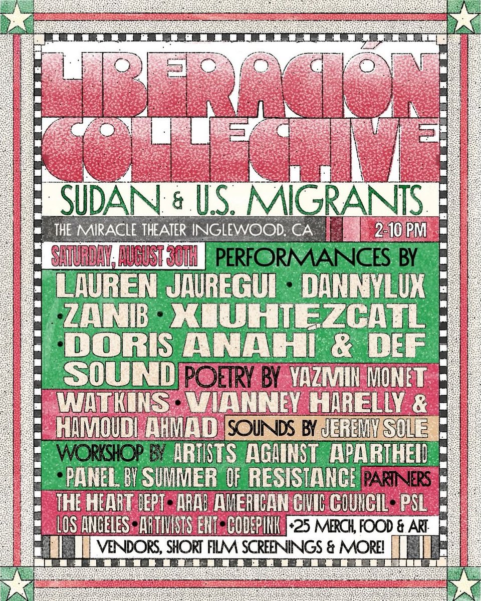 #UPDATE | Lauren will be performing at “Liberación Collective: Sudan &amp; U.S. Migrants” on the 30th of August

Get your tickets here: miracletheater.tixtrack.com/tickets/series…