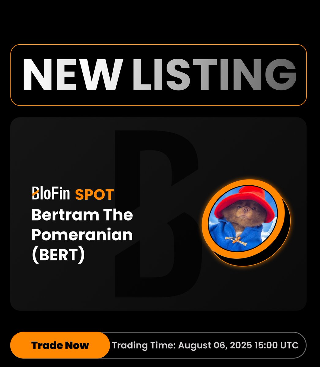 #BloFinSpot will list $BERT <a href="/bertcoincto/">Bert 🧸 🐶</a> 🧸

Claim your 20 USDT Futures bonus:

🔸 Follow <a href="/BloFin_Official/">BloFin Exchange</a>
🔸 Like, RT, @ 3 friends
🔸 Paste the link + BloFin UID to: t.me/BloFin_Official

👉 support.blofin.com/hc/en-us/artic…