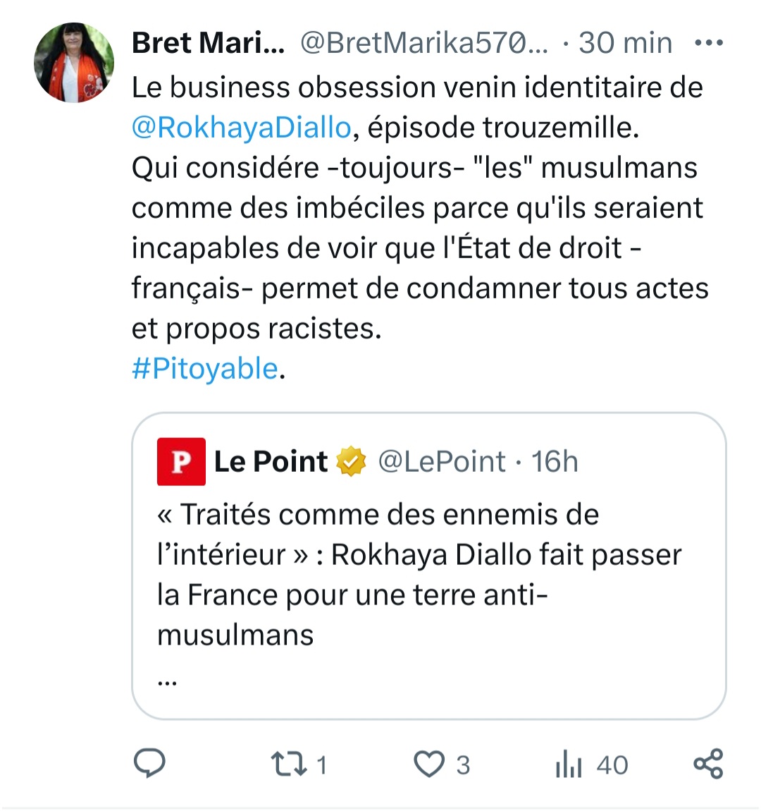 AneriesPR's tweet photo. Les printanistes ciblent Rokhaya Diallo, épisode...
🐧🤡 https://t.co/gHAQZ8haa0