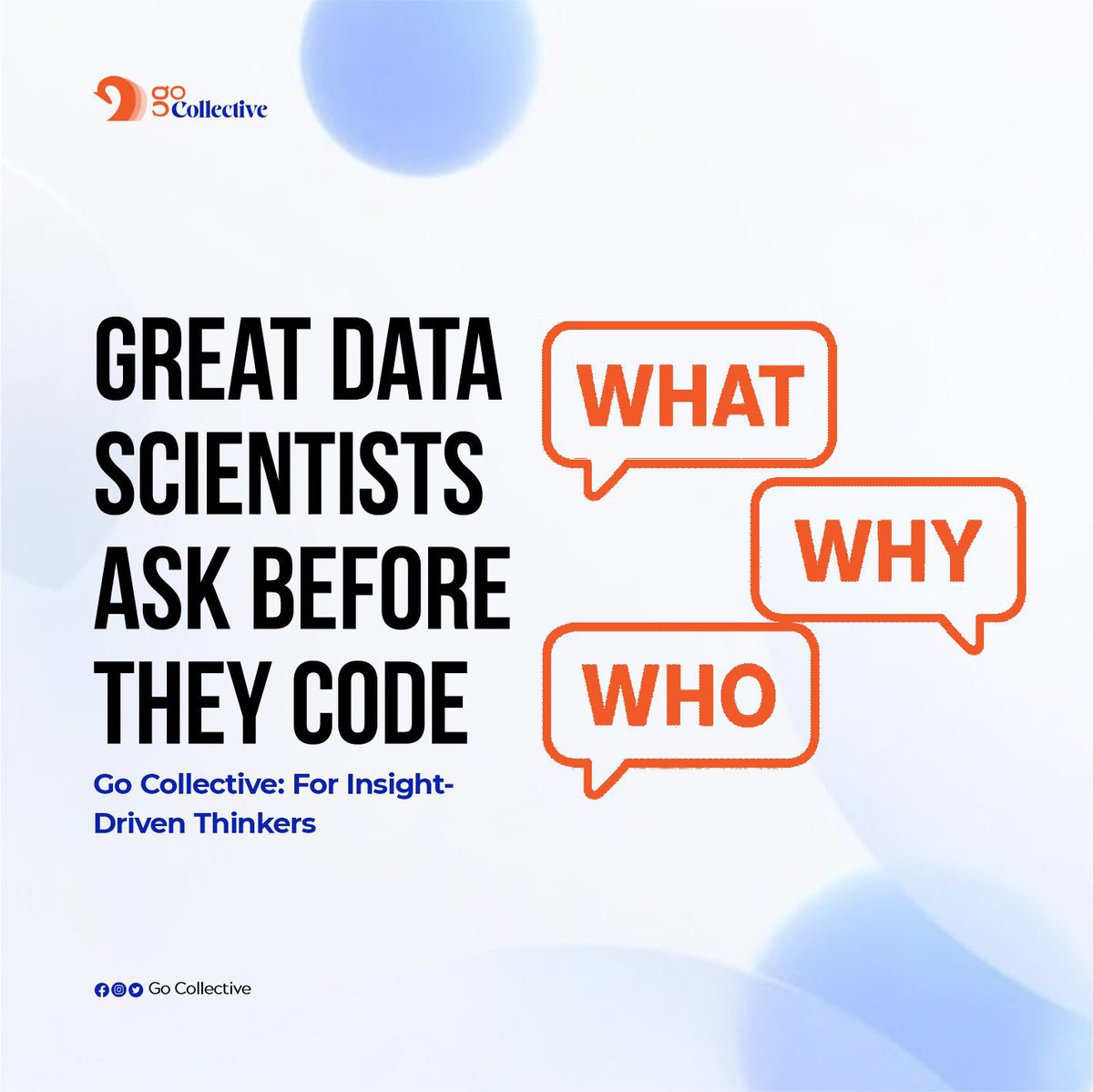 GoCollectives's tweet image. Data Science ≠ pretty dashboards.
It’s asking the right questions before writing code.
📌 What are we solving?
📌 What will change based on this?
📌 Who uses this insight?
Think like a product, not just a pipeline.
#DataScience #AnalyticsMindset #GoCollectiveData