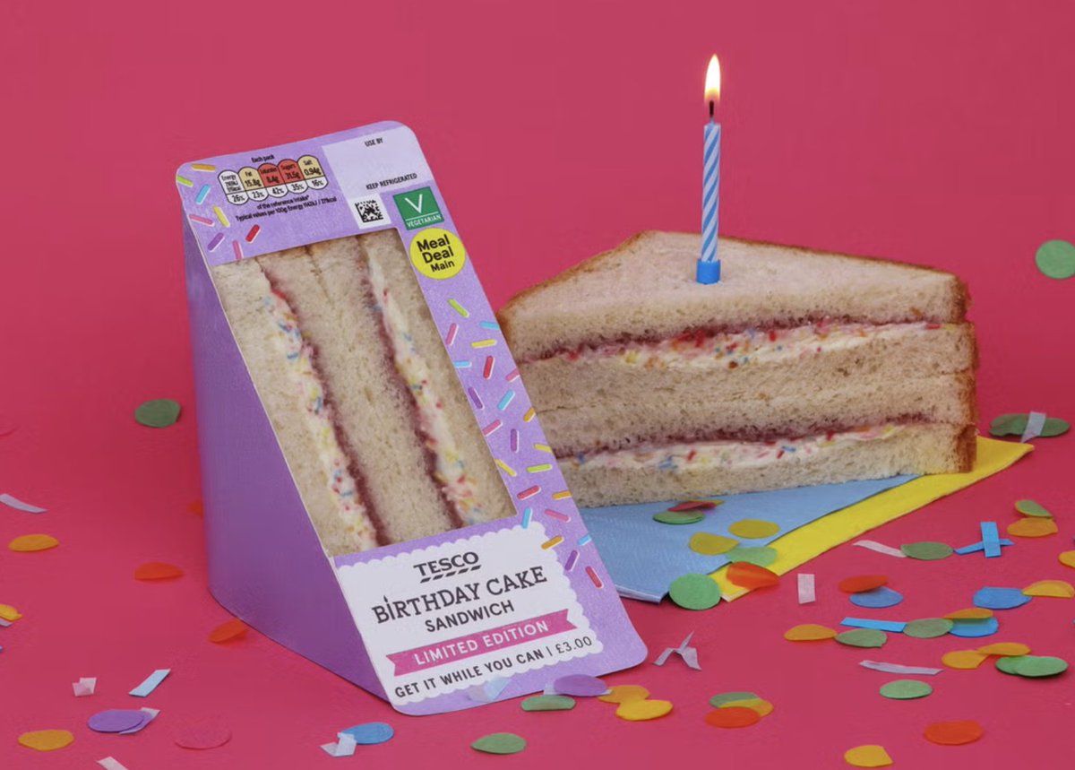 Today's campaign inspiration comes from the team at <a href="/Tesco/">Tesco</a> who launched a brand new birthday cake sandwich. Available for 4 weeks only, so you'll have to be quick if you want get in on a slice of the action 🍰🎂🥮🥪

You can read more here: independent.co.uk/news/uk/home-n…