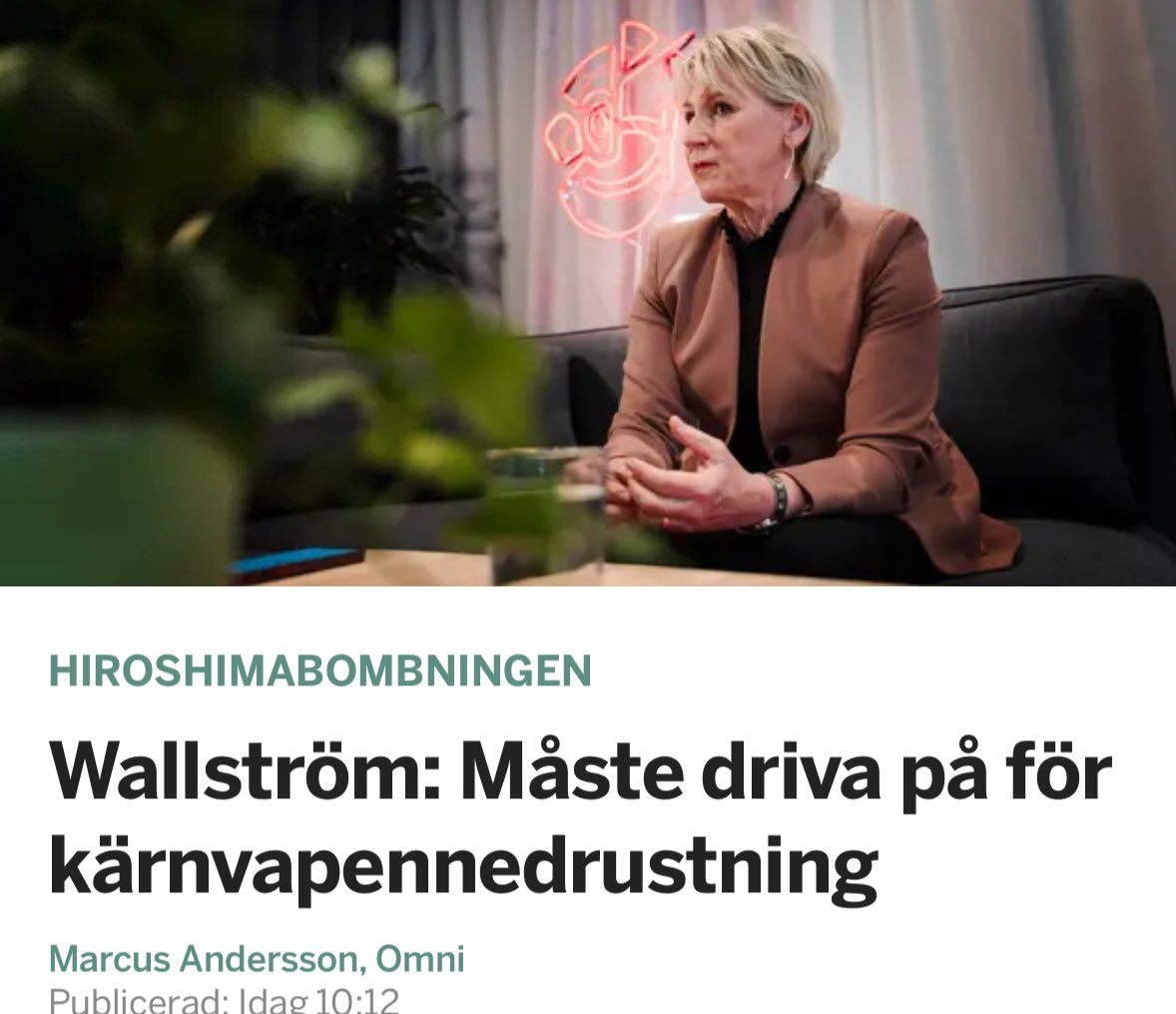 SSU vill gå ur Nato och Margot Wallström vill ha kärnvapennedrustning hos våra allierade - under brinnande krig i Europa.

Socialdemokratisk naivitet är farlig för svensk och europeisk säkerhet.