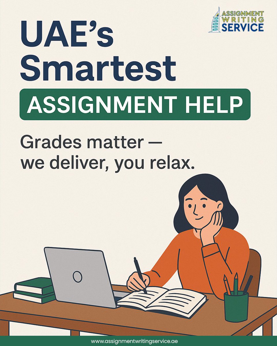 Assignment_Ae's tweet image. Grades matter and we make sure you get them. Whether it’s essays, reports, or full assignments, our UAE based experts deliver top tier academic support.

Visit: assignmentwritingservice.ae

#UAEStudents #StudySmartUAE #TopGradesUAE #StudentLifeUAE #DubaiTutors #ForYouPageUAE
