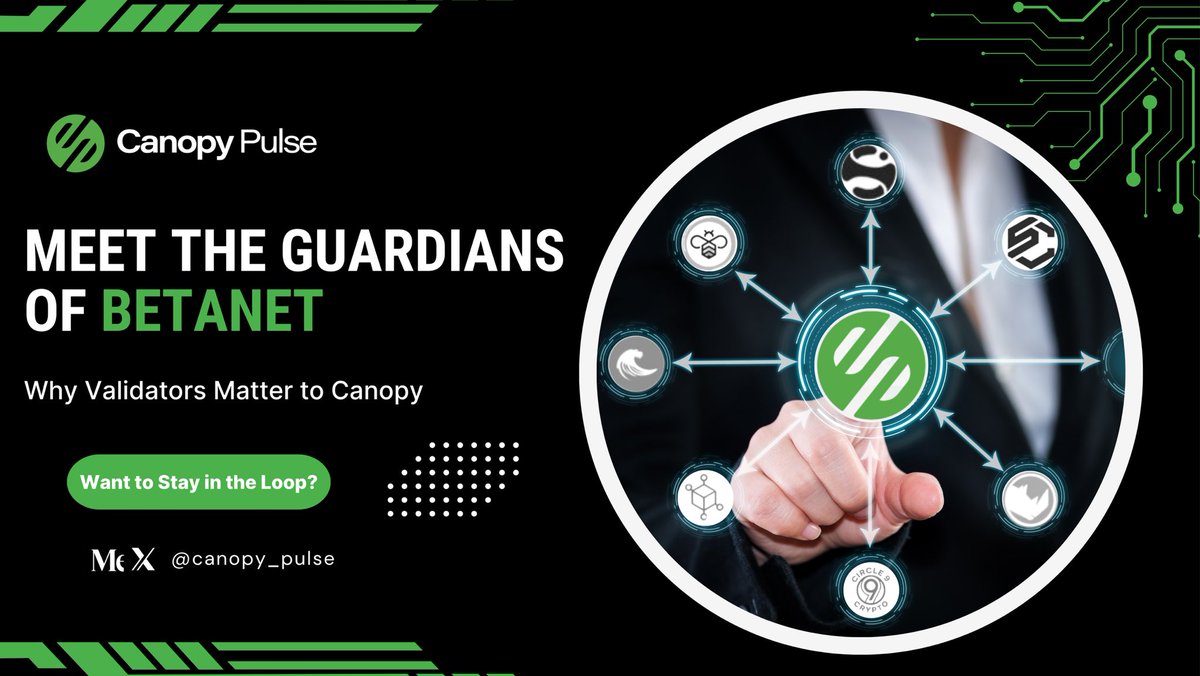 Canopy Pulse (@canopy_pulse) on Twitter photo Meet the Guardians of Betanet: Why Validators Matter to Canopy
Hey Canopy Pulse fam 
We’re entering an exciting phase in Canopy’s journey: Betanet: a private, permissioned rehearsal for everything that’s about to make Canopy one of the most innovative blockchain platforms out Meet the Guardians of Betanet: Why Validators Matter to Canopy
Hey Canopy Pulse fam 
We’re entering an exciting phase in Canopy’s journey: Betanet: a private, permissioned rehearsal for everything that’s about to make Canopy one of the most innovative blockchain platforms out