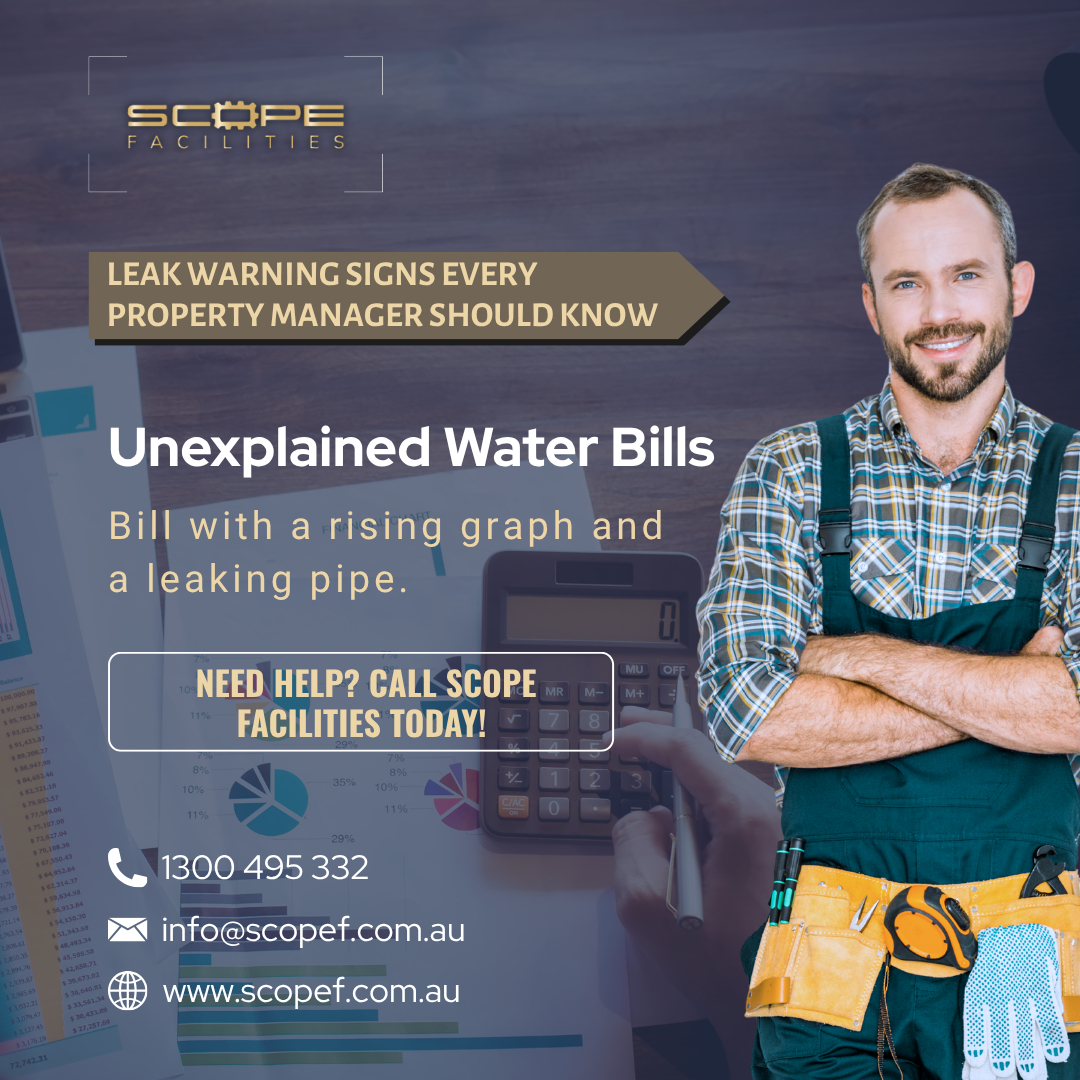 au_scope's tweet photo. Water bill jumped? 💧 Hidden leaks could be the culprit. Let Scope Facilities find the problem before it floods your budget. 💼🛠️ #WaterLeak #PropertyMaintenance
#commercialmaintenance , #renovationexperts , #expertservice , #emergencyrepairs , #reliablerepairs https://t.co/teFL6fbhNG