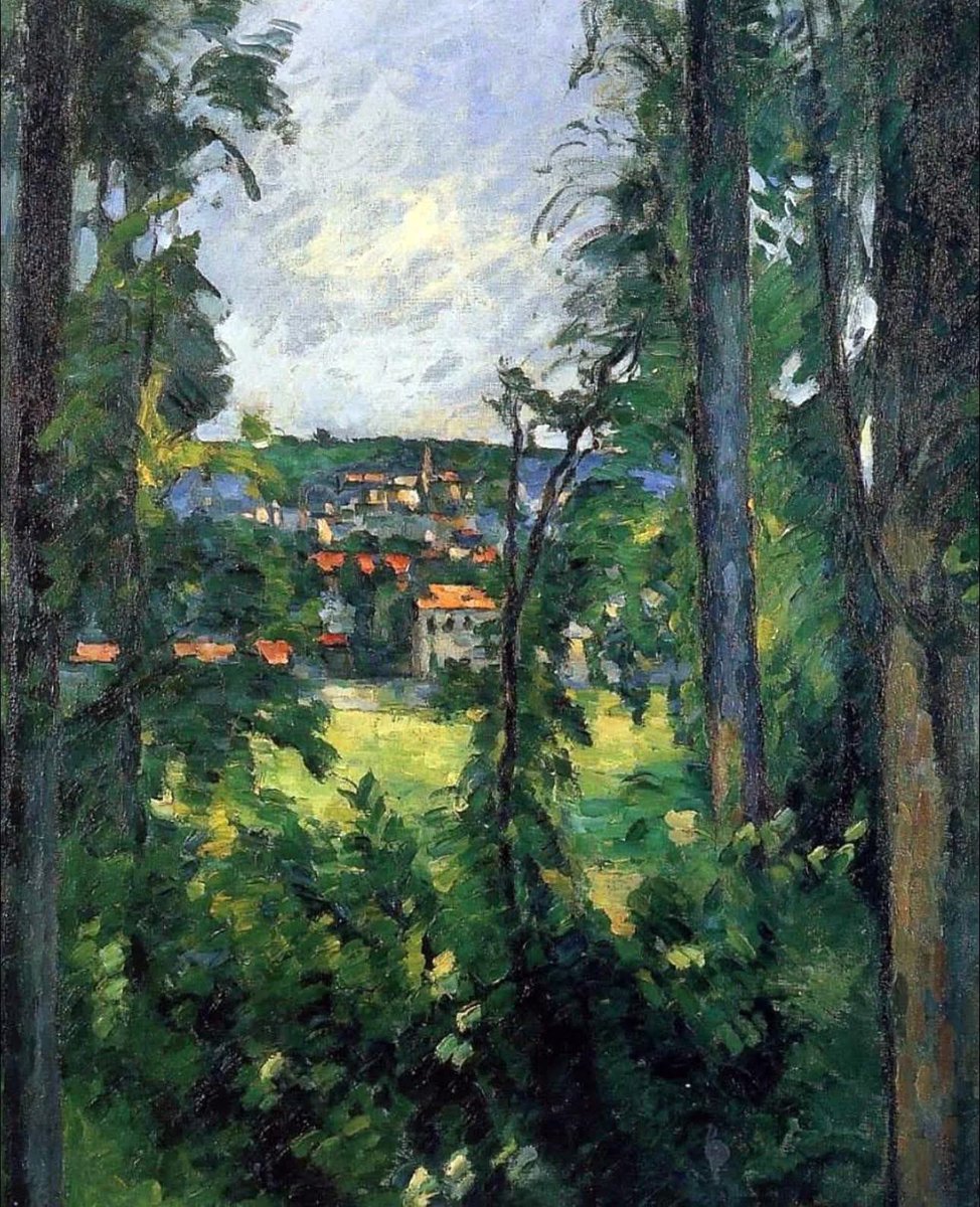Morning☕️☕️                                           Paul Cezanne. Auvers. View from Nearby 1877