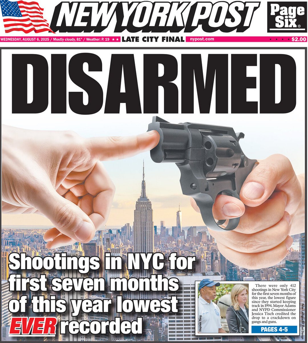 ๐ต๐๐๐๐ ๐ฟ๐๐๐๐ ๐๐๐๐๐ข ๐ฐ (@ukpapers) on Twitter photo ๐บ๐ธ Disarmed
โซNYC shootings have plunged to record lows this year, NYPD Commish Jessica Tisch says โwe are resetting the curveโ
โซ<a href="/Words_by_Woods/">Amanda Woods</a> <a href="/haleybrownNYC/">Haley Brown</a> <a href="/createcraig/">Craig McCarthy</a> <a href="/ByMattTroutman/">Matt Troutman</a>
โซis.gd/zkNfMX
#frontpagestoday #USA <a href="/nypost/">New York Post</a> ๐บ๐ธ ๐บ๐ธ Disarmed
โซNYC shootings have plunged to record lows this year, NYPD Commish Jessica Tisch says โwe are resetting the curveโ
โซ<a href="/Words_by_Woods/">Amanda Woods</a> <a href="/haleybrownNYC/">Haley Brown</a> <a href="/createcraig/">Craig McCarthy</a> <a href="/ByMattTroutman/">Matt Troutman</a>
โซis.gd/zkNfMX
#frontpagestoday #USA <a href="/nypost/">New York Post</a> ๐บ๐ธ