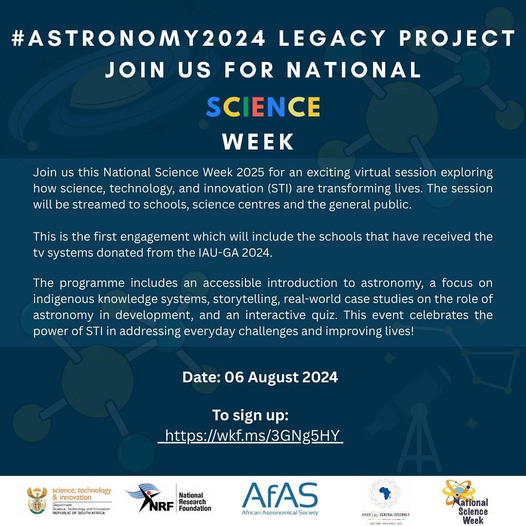 IAU-OAD (@astro4dev) on Twitter photo Join the first virtual #Astronomy2024 Legacy Project event today at 10:00 UTC!
This initiative builds on the IAU GA 2024 to spark lasting interest in astronomy & STEM across Africa and beyond.
🔗 Register: forms.monday.com/forms/993fefef…
<a href="/astronomy2024/">IAU GA 2024 🌍</a> <a href="/AfricaAstronomy/">AfricaAstronomy</a> Join the first virtual #Astronomy2024 Legacy Project event today at 10:00 UTC!
This initiative builds on the IAU GA 2024 to spark lasting interest in astronomy & STEM across Africa and beyond.
🔗 Register: forms.monday.com/forms/993fefef…
<a href="/astronomy2024/">IAU GA 2024 🌍</a> <a href="/AfricaAstronomy/">AfricaAstronomy</a>