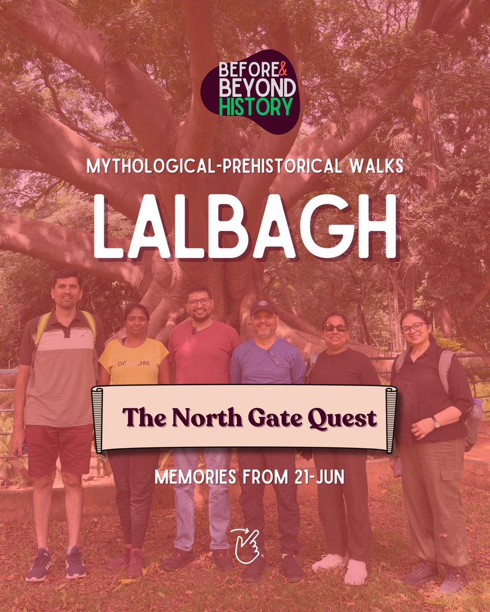 Mythematical1's tweet photo. 21-Jun North Gate Quest at Lalbagh:
A quiet walk with deep questions. Time’s birth, divine love &amp; cosmic loss—told through myth &amp; prehistory.

The language moved them. The silences stayed with them. Join us for the next walk: 
https://t.co/XkHloIhFfz
#BeforeAndBeyondHistory https://t.co/OdVWgk1HVe
