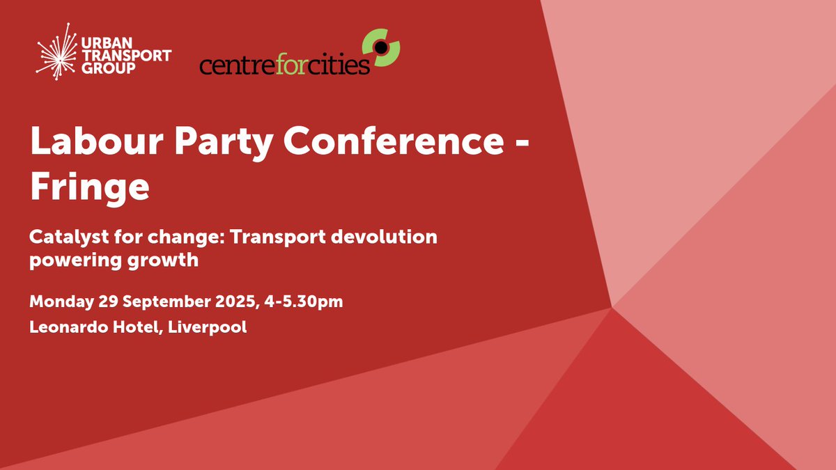 Political leaders and transport industry experts will join our fringe event with <a href="/CentreforCities/">Centre for Cities</a> at the <a href="/UKLabour/">The Labour Party</a> Party conference next month.

They will discuss how transport devolution is enabling economic growth, decarbonisation &amp; social mobility.

urbantransportgroup.org/events/labour-…