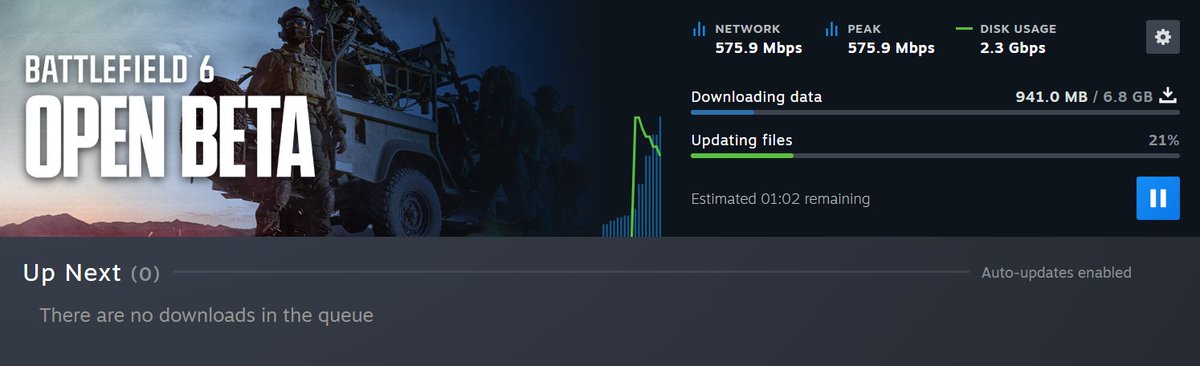 A new update is live for #Battlefield6's Open Beta client via Steam.

Thanks <a href="/helish88/">helish_88</a> and <a href="/SketchyBogan_/">Sketchy Bogan 🇦🇺</a> 📸
File size: 6.8 GB