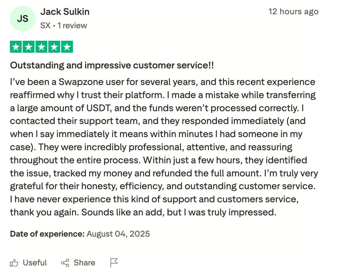 Huge shoutout to our amazing community! 🙌

We just got a review that honestly gave us chills (in the best way). A longtime user made a mistake with a large USDT transfer—but instead of stress, they got real help in minutes. Our support team jumped in, traced the issue, and had