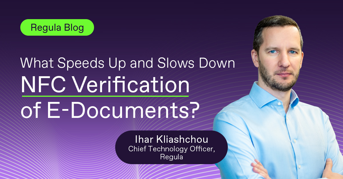 NFC reads the chip inside biometric IDs—but speed and reliability can vary a lot, depending on many factors. From border crossing to customer onboarding, these things matter. Find out how to optimize your NFC verification: regulaforensics.com/blog/boost-nfc… #RegulaBlog #NFC #NFCVerification