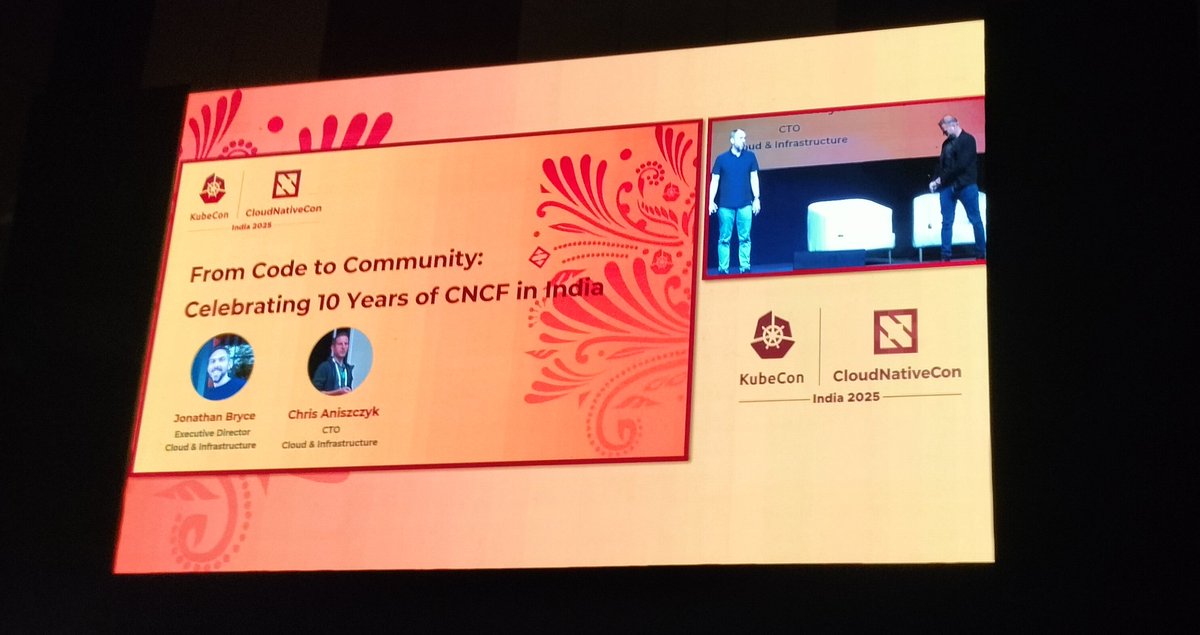 Day-1 keynote started with celebration of #cncf presence in India for 10 years #kubeconindia