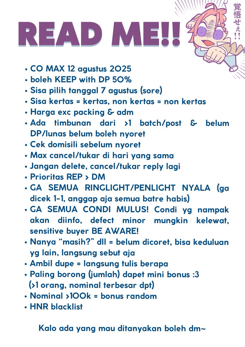 SALE gabungan enstars 2
ready BOGOR

baca ketentuan dulu ya~
boleh rep pake foto biar ga bingung

claim terhitung mulai 12.00 WIB!

🌸40
🔴35
🟠30
🟡25
🟢20
🔵15
🟣10
⚪5
magenta +s

+s mulai bisa dipilih besok sore, sale close tanggal 12
#warungenstars #warungenstar