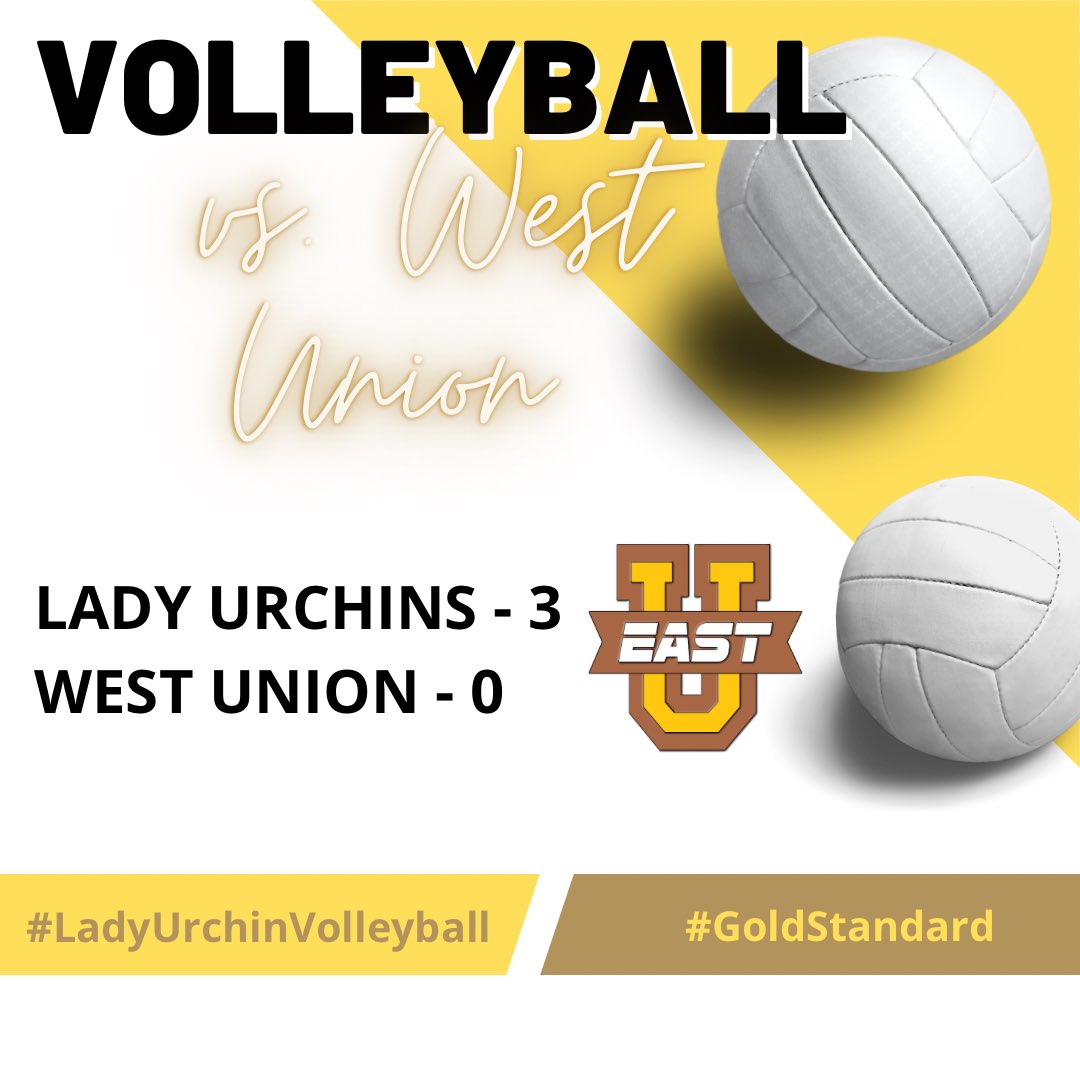 The Lady Urchins pick up the W in their opening regular season match against county rival West Union. The Ladies have their home opener Thursday night. We hope to see you there. #LadyUrchinVolleyball #GoldStandard