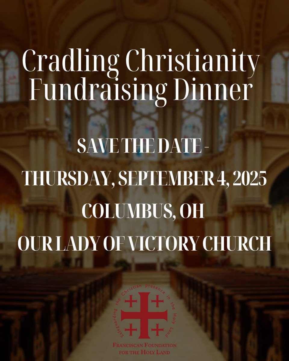 FFHL (@ffhl_hq) on Twitter photo Join us Thursday, Sept. 4 at the Cradling Christianity Fundraising Dinner at Our Lady of Victory Church in Columbus, Ohio. Proceeds benefit Franciscan Foundation for the Holy Land. For tickets, or more information, contact CradlingChristianity@gmail.com. Join us Thursday, Sept. 4 at the Cradling Christianity Fundraising Dinner at Our Lady of Victory Church in Columbus, Ohio. Proceeds benefit Franciscan Foundation for the Holy Land. For tickets, or more information, contact CradlingChristianity@gmail.com.