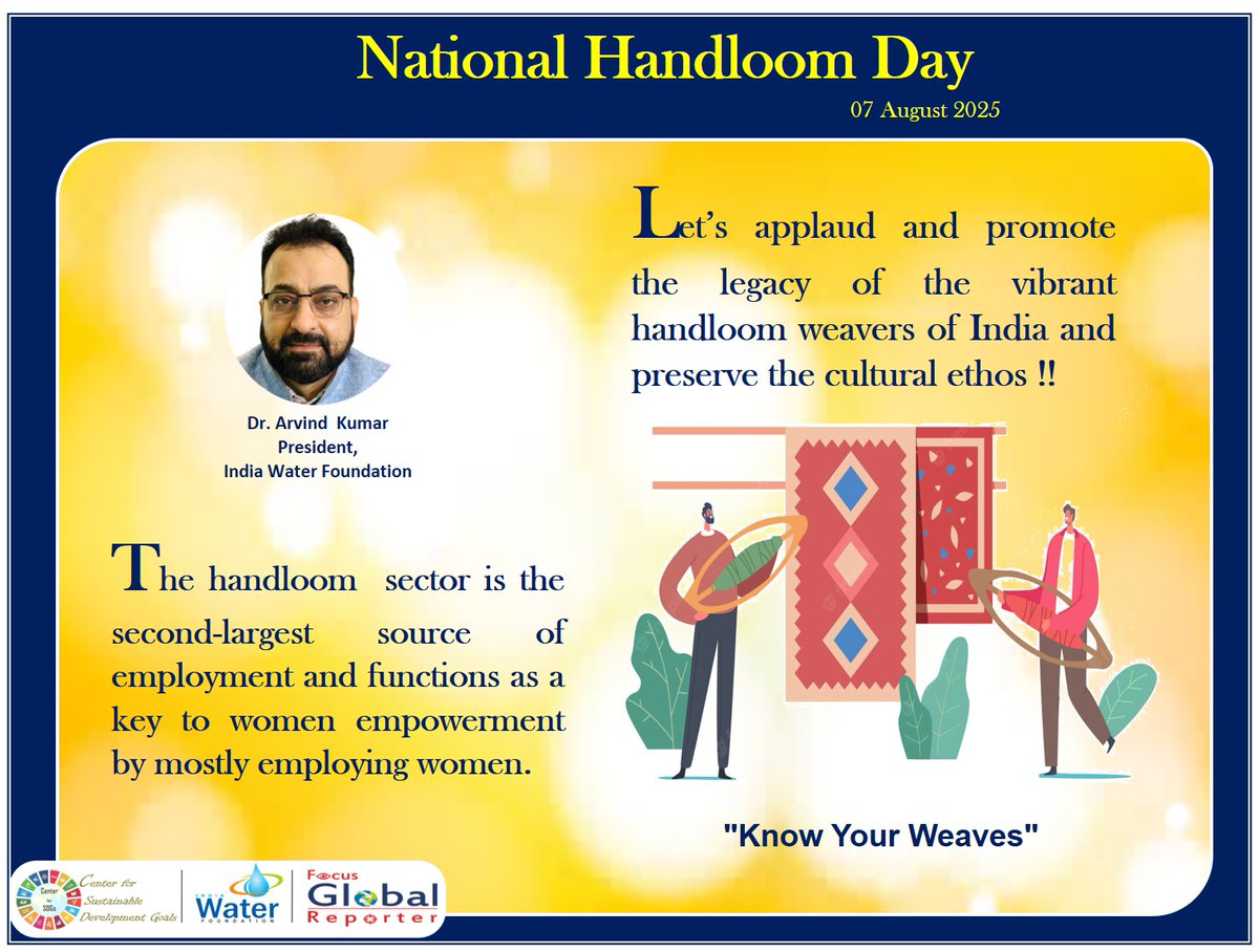 Dr Arvind Kumar (@drarvindkumar1) on Twitter photo #nationalhandloomday2025 #7August2025 #MyHandloomMyPride #IncredibleIndia #Vocal4Handmade #textile #AtmaNirbharBharat #GoGreen #saveenvironment #banplastic #ForNature <a href="/NITIAayog/">NITI Aayog</a> <a href="/narendramodi/">Narendra Modi</a> <a href="/PMOIndia/">PMO India</a> <a href="/MinOfCultureGoI/">Ministry of Culture</a> <a href="/gssjodhpur/">Gajendra Singh Shekhawat</a> <a href="/TexMinIndia/">Ministry of Textiles</a> <a href="/minmsme/">Ministry of MSME</a> <a href="/UNESCO/">UNESCO 🏛️ #Education #Sciences #Culture 🇺🇳</a> <a href="/DarshanaJardosh/">Darshana Jardosh</a> #nationalhandloomday2025 #7August2025 #MyHandloomMyPride #IncredibleIndia #Vocal4Handmade #textile #AtmaNirbharBharat #GoGreen #saveenvironment #banplastic #ForNature <a href="/NITIAayog/">NITI Aayog</a> <a href="/narendramodi/">Narendra Modi</a> <a href="/PMOIndia/">PMO India</a> <a href="/MinOfCultureGoI/">Ministry of Culture</a> <a href="/gssjodhpur/">Gajendra Singh Shekhawat</a> <a href="/TexMinIndia/">Ministry of Textiles</a> <a href="/minmsme/">Ministry of MSME</a> <a href="/UNESCO/">UNESCO 🏛️ #Education #Sciences #Culture 🇺🇳</a> <a href="/DarshanaJardosh/">Darshana Jardosh</a>