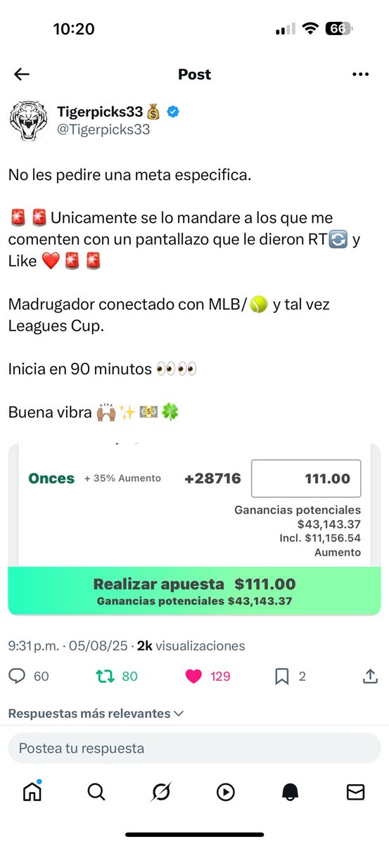 ChaconJair's tweet photo. @Tigerpicks33 Con todo!!! https://t.co/VXvhr2CzsT