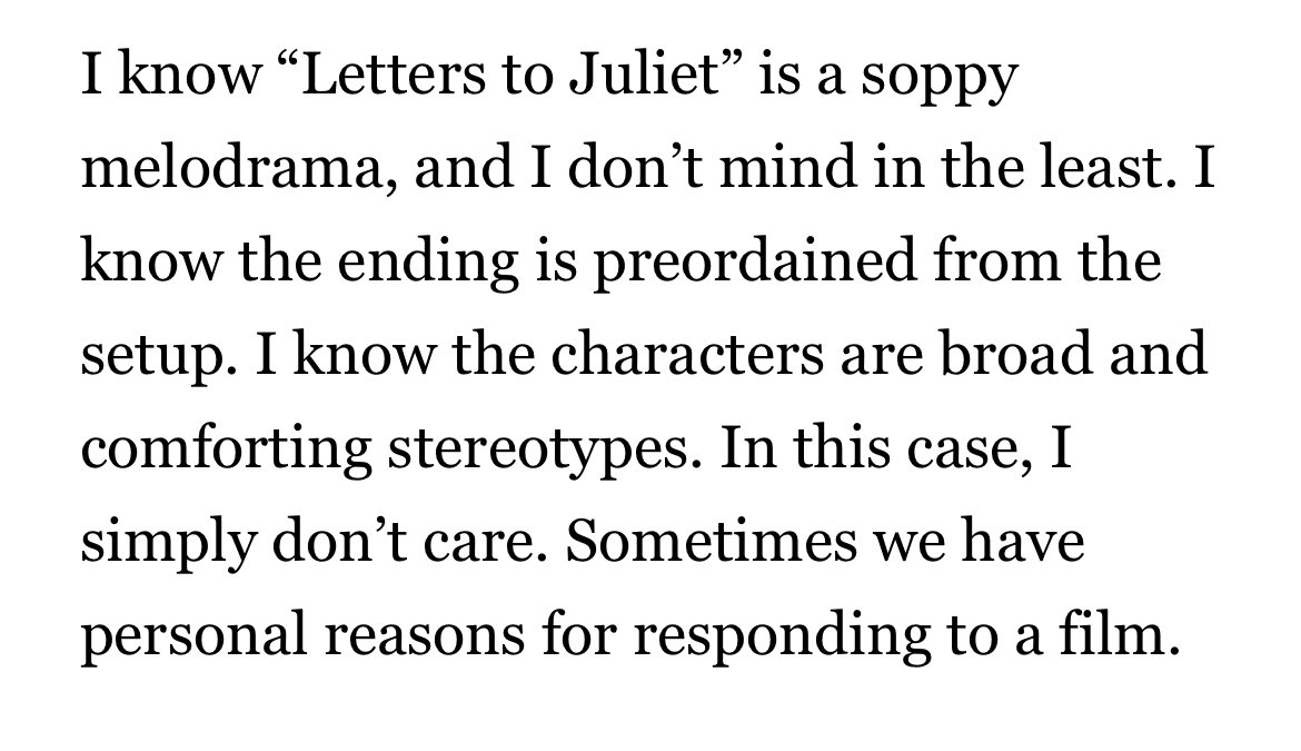 EachZhrlich's tweet photo. I often think of Roger Ebert’s review of Letters to Juliet (2010), in which he basically says, “yeah, it’s probably mediocre, but it reminded me of my own love story, art is subjective, fuck you, ⭐️⭐️⭐️⭐️.” This is also my take on Edward Sharpe and the Magnetic Zeroes. https://t.co/AgAzV1HGr4